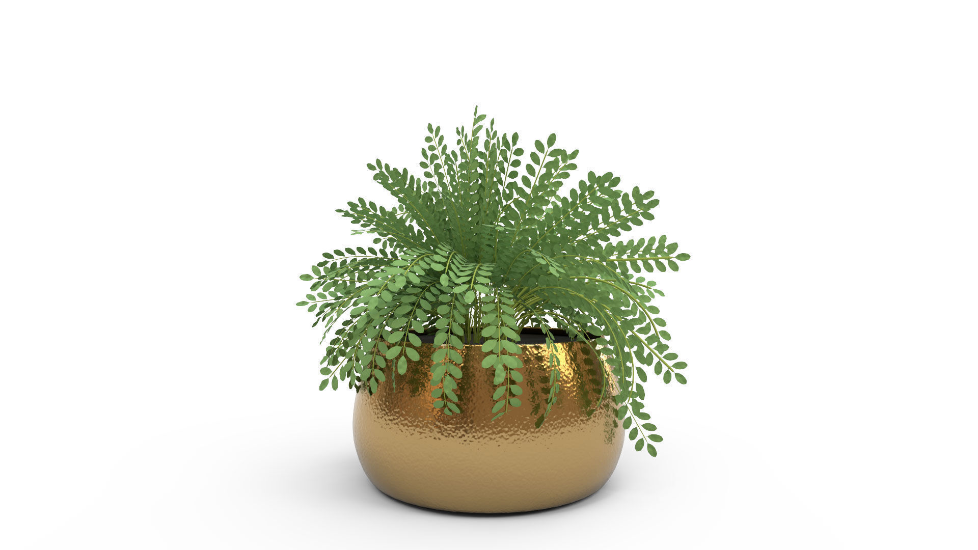 Hammered Metal Planter 3D model_4