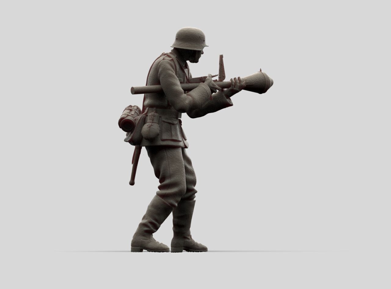 German Soldier and Faustpatrone 3D print model_26