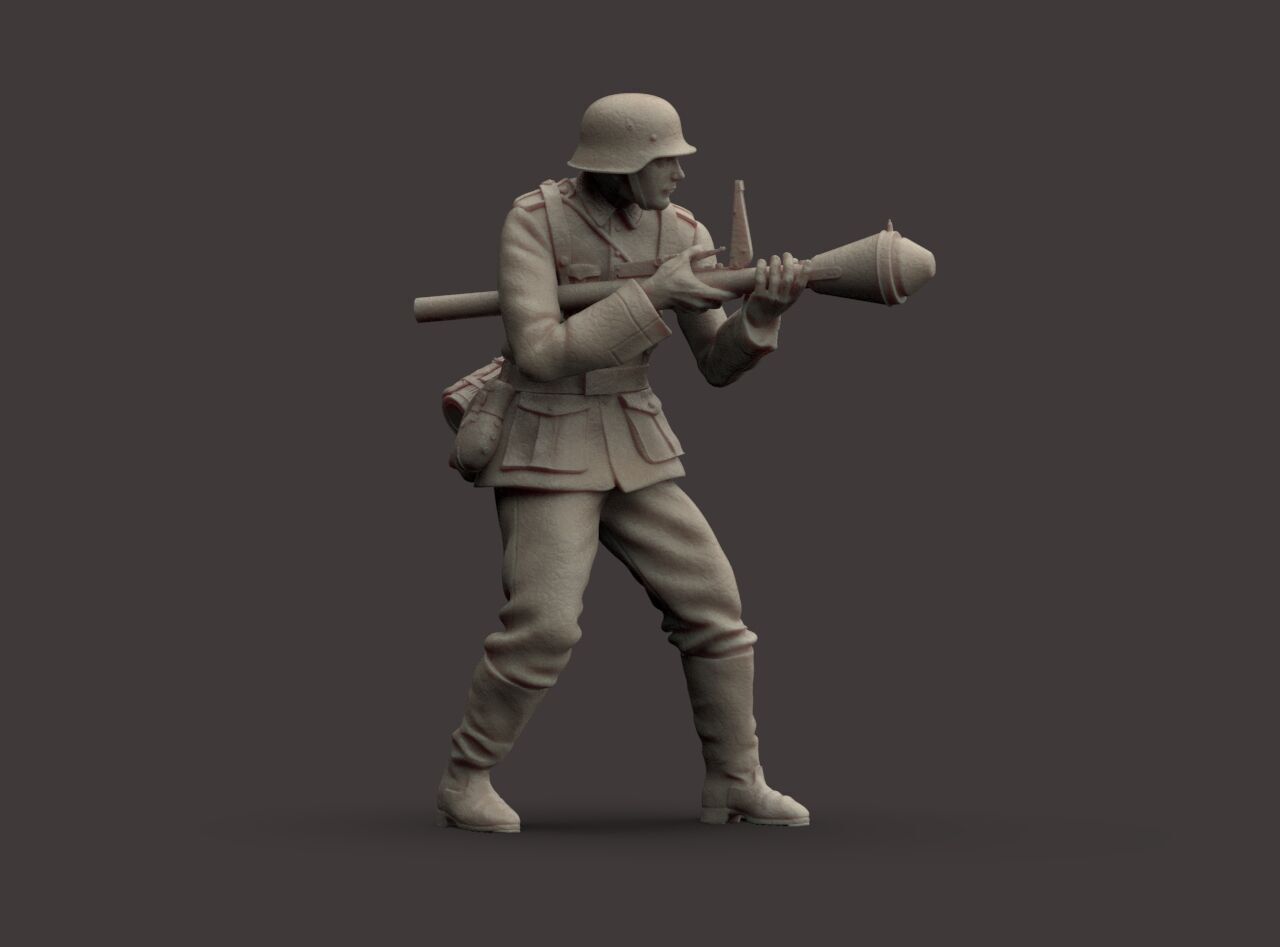 German Soldier and Faustpatrone 3D print model_24