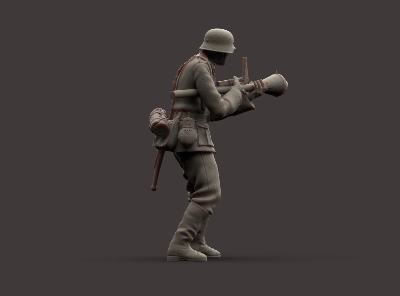 German Soldier and Faustpatrone 3D print model_8