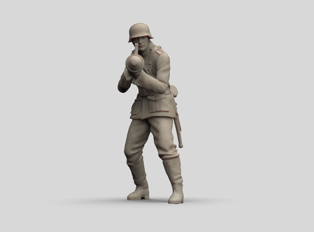 German Soldier and Faustpatrone 3D print model_4