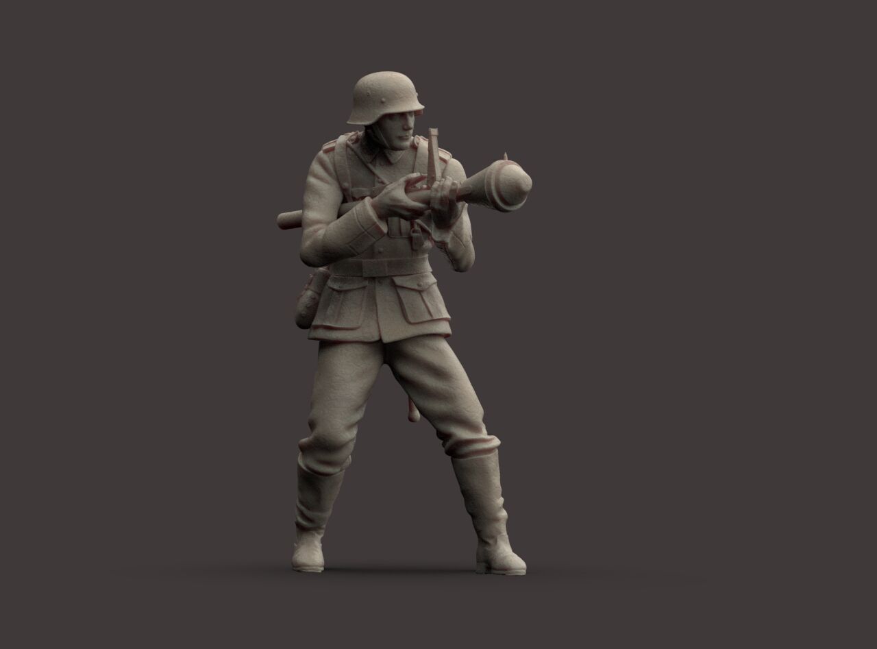 German Soldier and Faustpatrone 3D print model_13