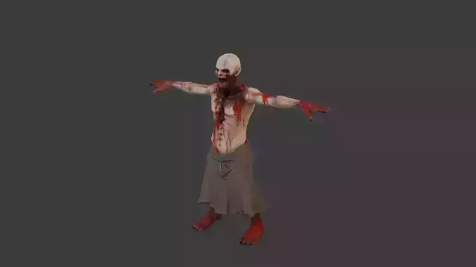 Low Poly Horror Monster Character Game-Ready Model