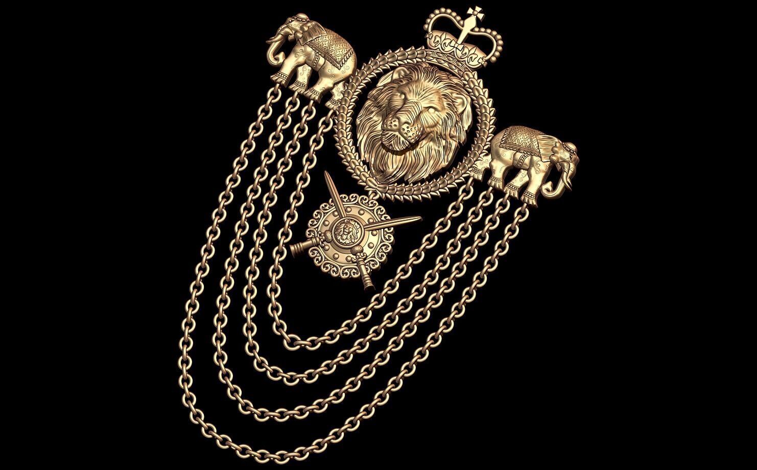 lion pendent 3D print model 3D print model_2