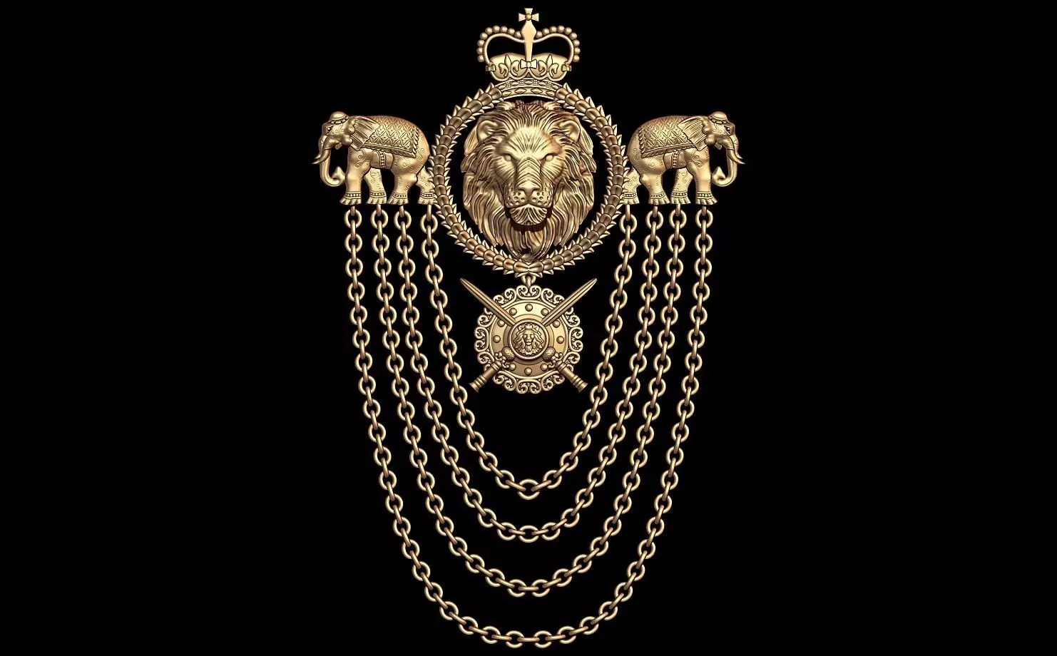 lion pendent 3D print model 3D print model_0