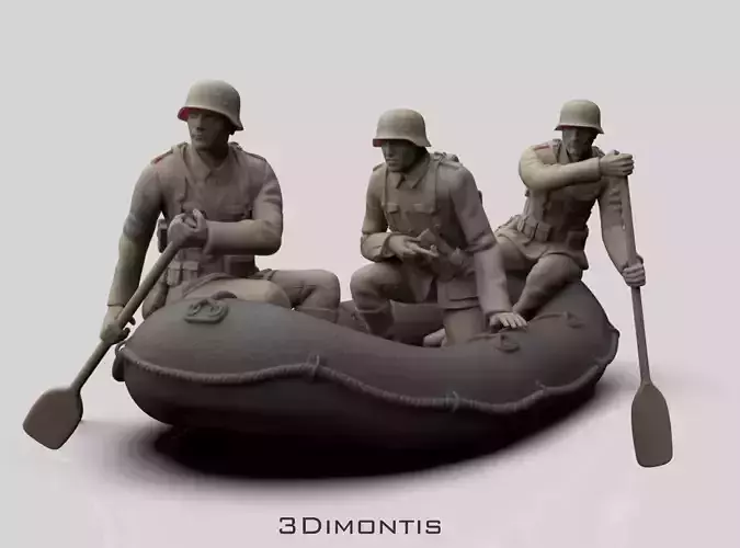 German Soldiers and inflatable boat