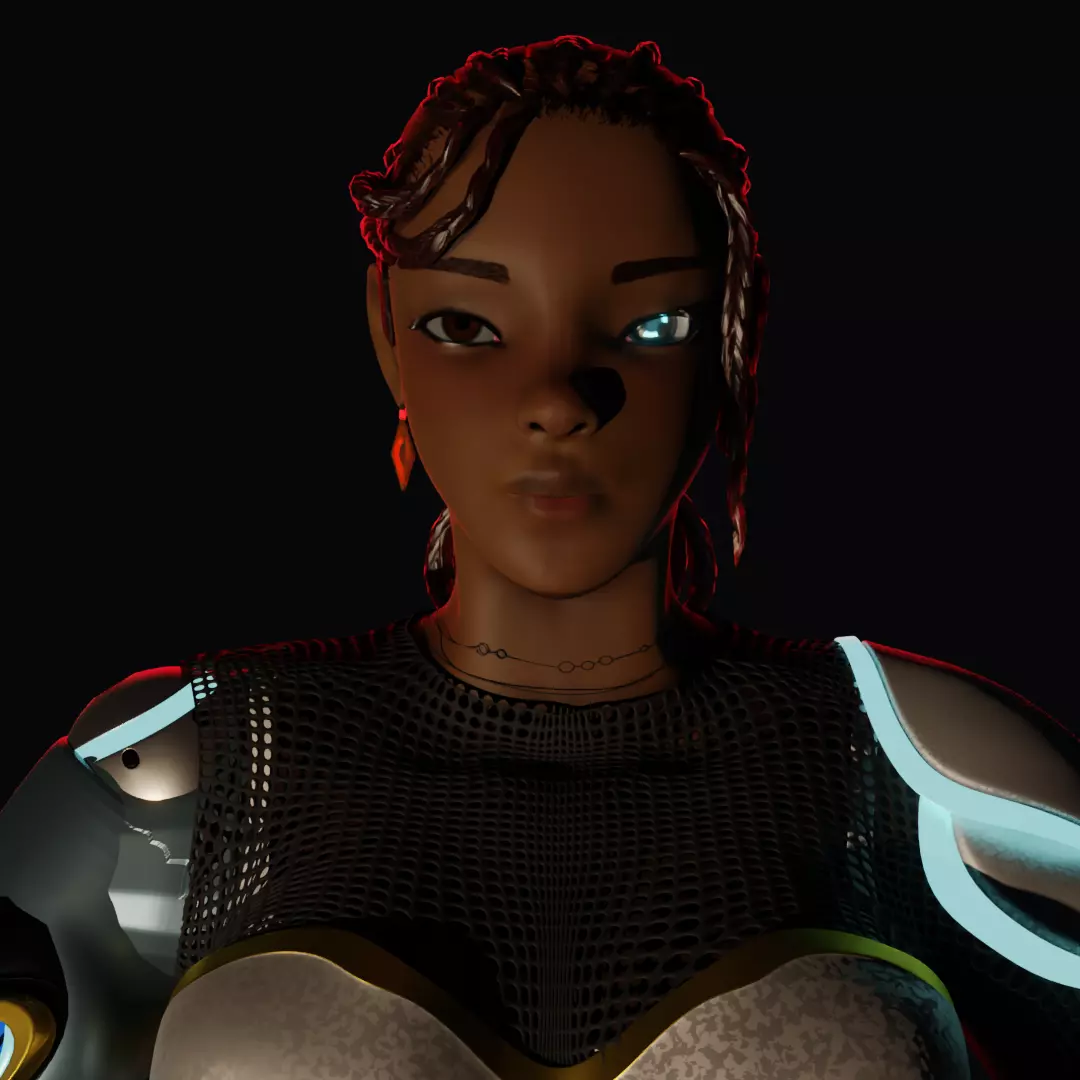 Cyborg Female Character 3D model_0