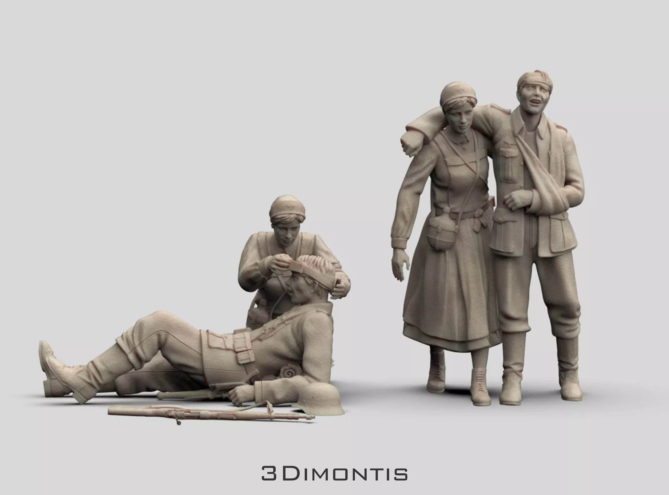 German Soldiers and Nurses 3D print model_0