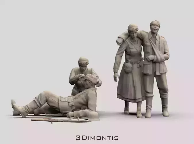 German Soldiers and Nurses 3D print model