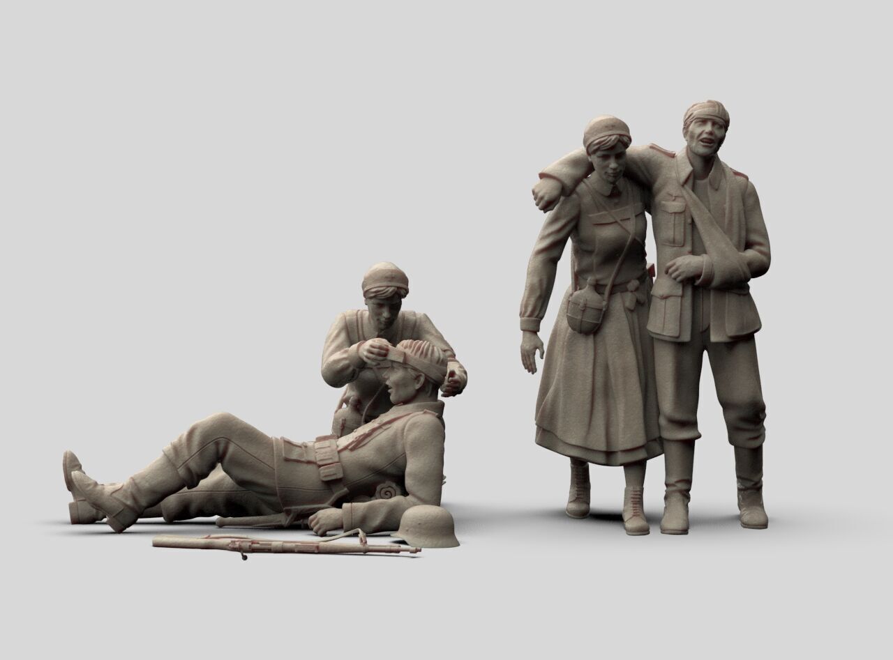 German Soldiers and Nurses 3D print model_9