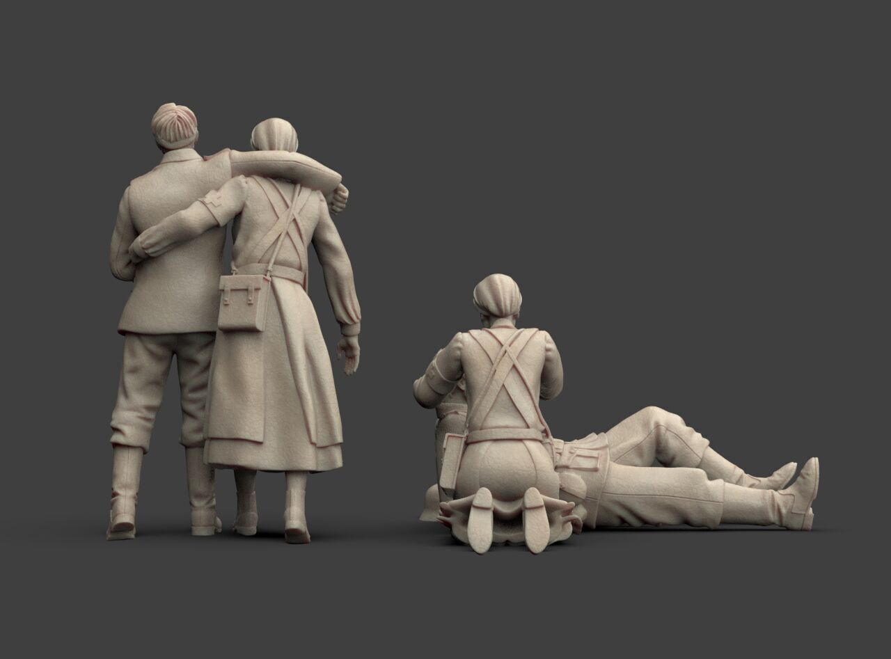 German Soldiers and Nurses 3D print model_25