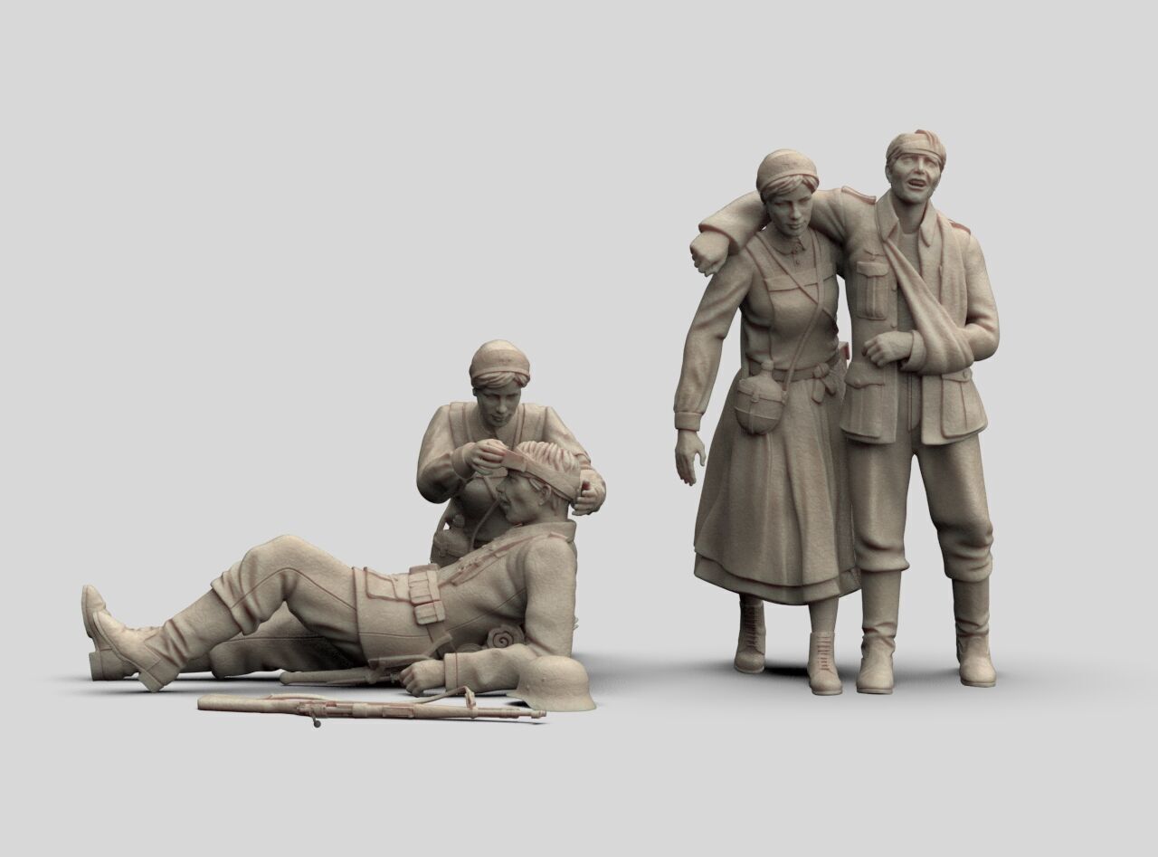 German Soldiers and Nurses 3D print model_7