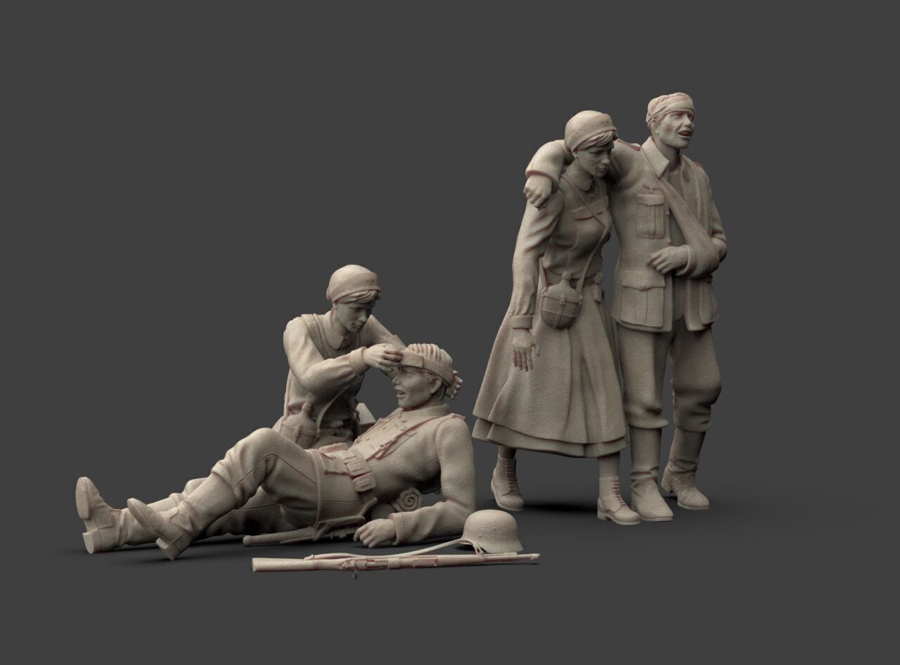 German Soldiers and Nurses 3D print model_12