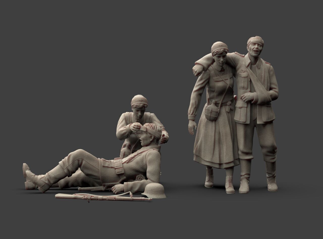 German Soldiers and Nurses 3D print model_15