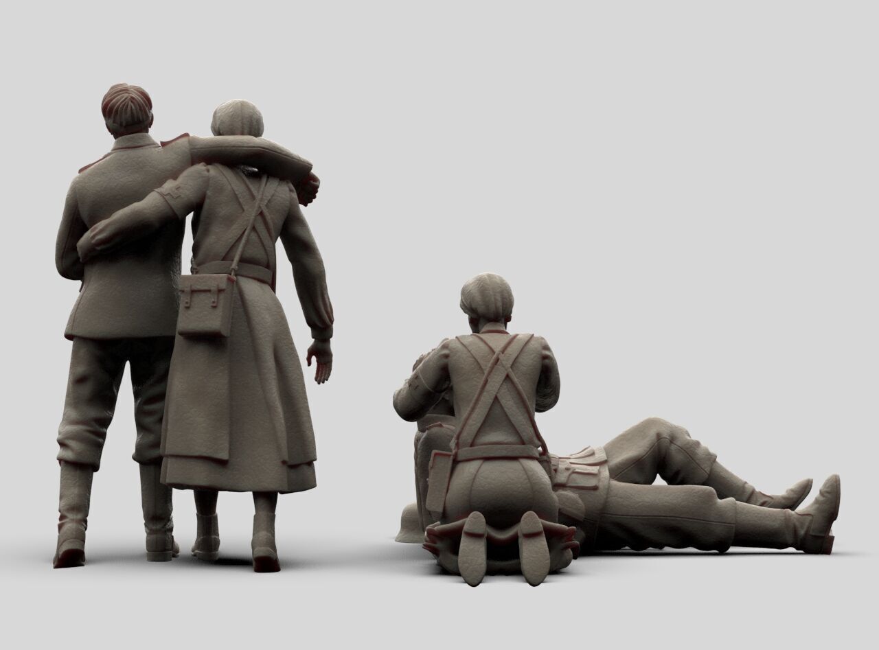 German Soldiers and Nurses 3D print model_4