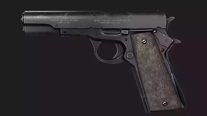 Low Poly Pistol Game Ready Handgun 3D Model PBR Textures Low-poly 3D model