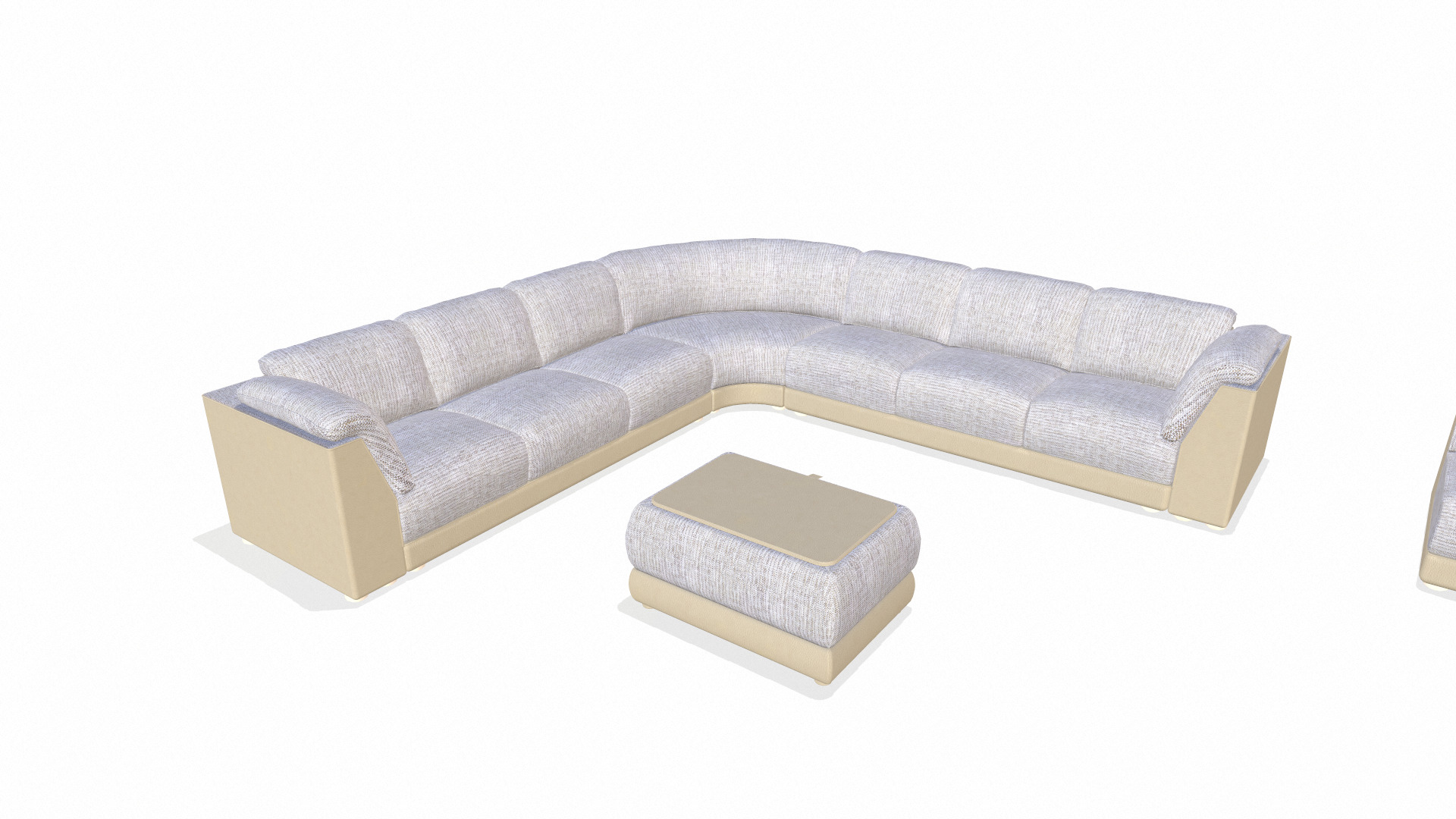 Sectional Sofa Set Low-poly 3D model_8