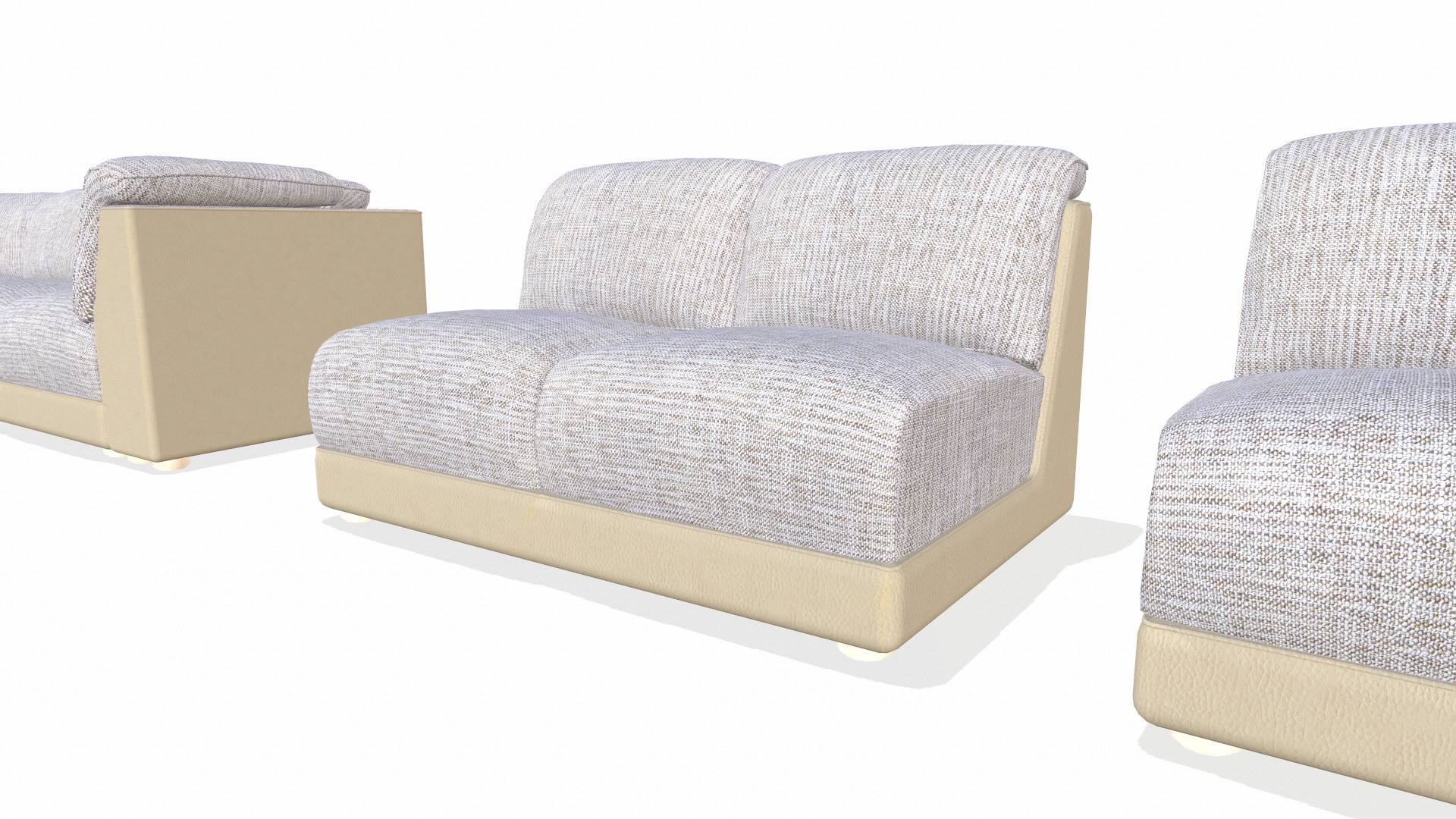 Sectional Sofa Set Low-poly 3D model_11