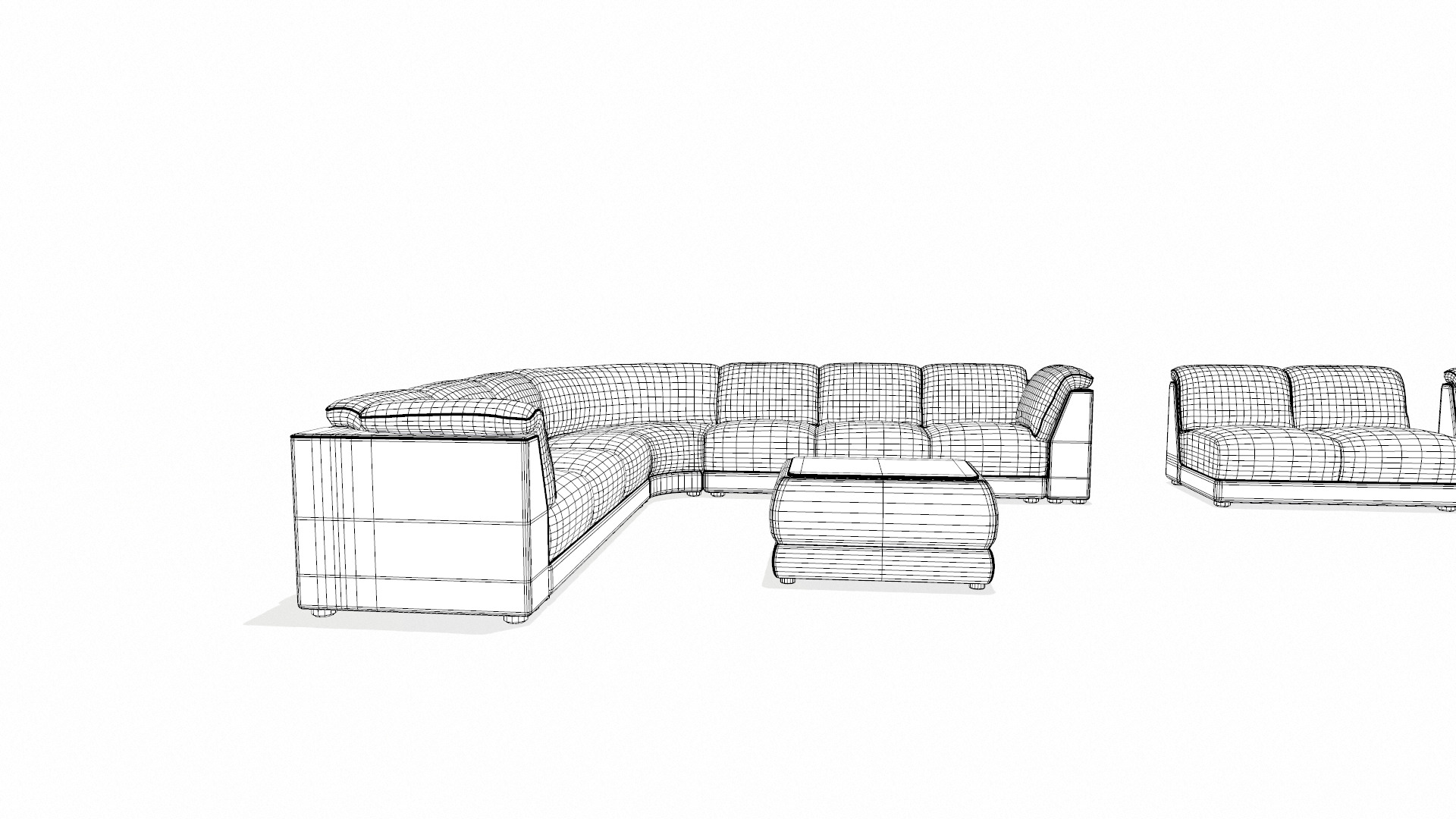 Sectional Sofa Set Low-poly 3D model_14