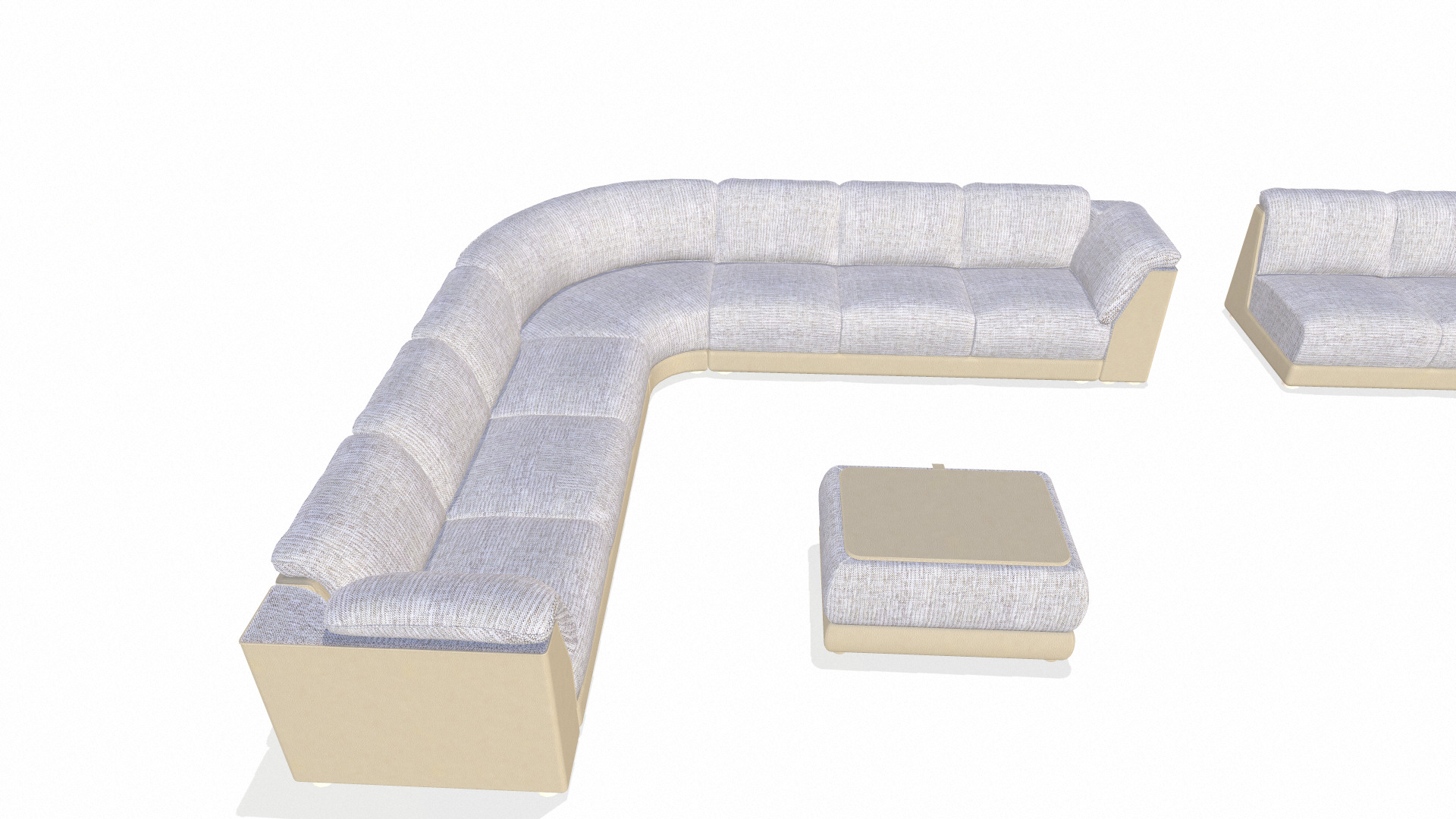 Sectional Sofa Set Low-poly 3D model_7