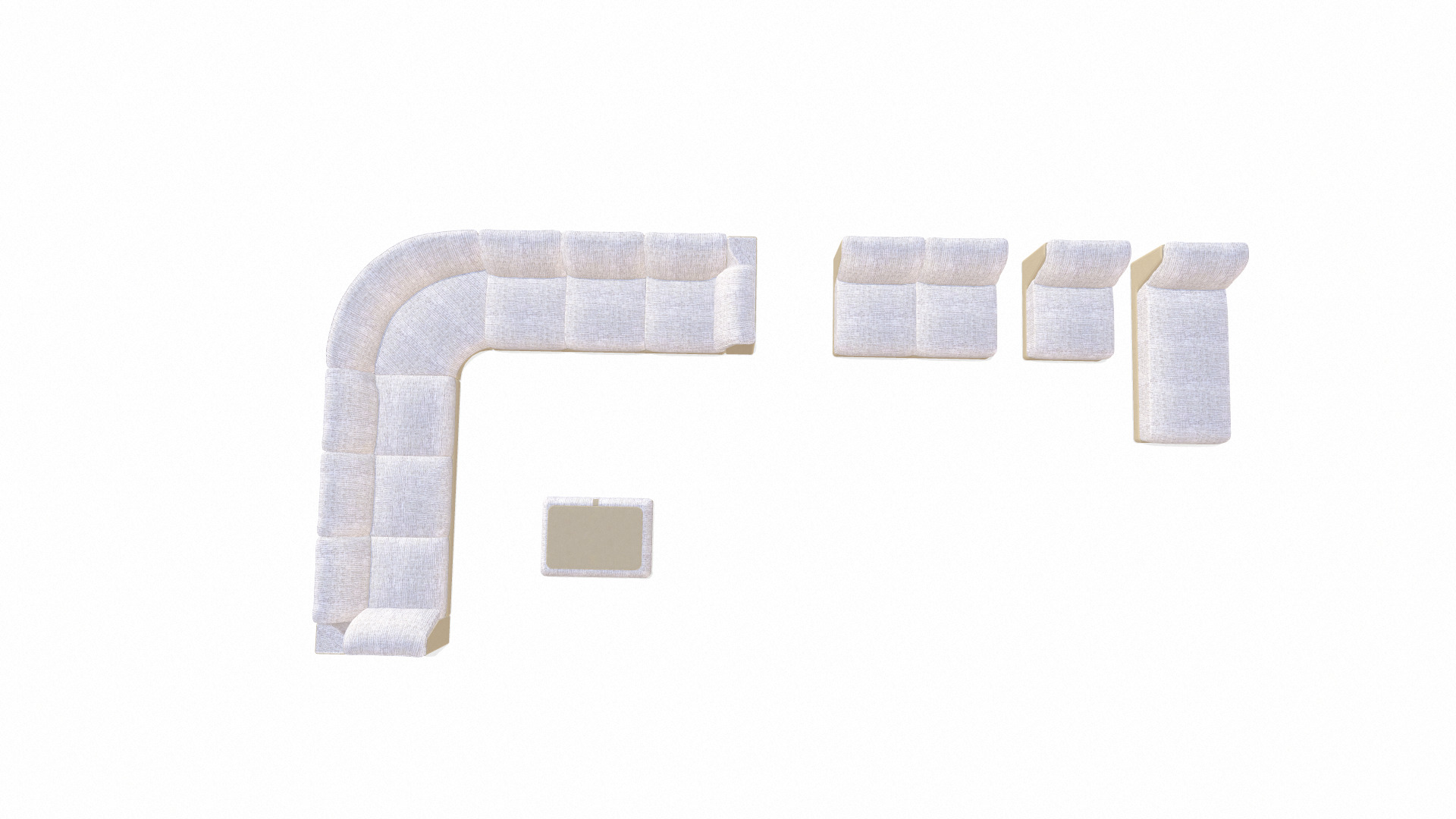 Sectional Sofa Set Low-poly 3D model_3