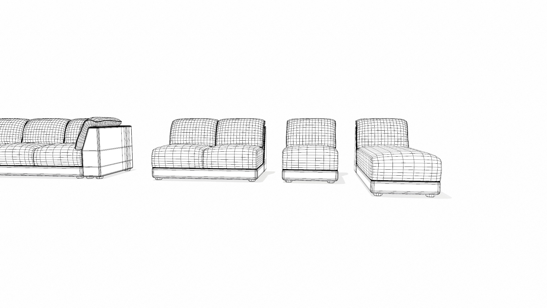 Sectional Sofa Set Low-poly 3D model_13