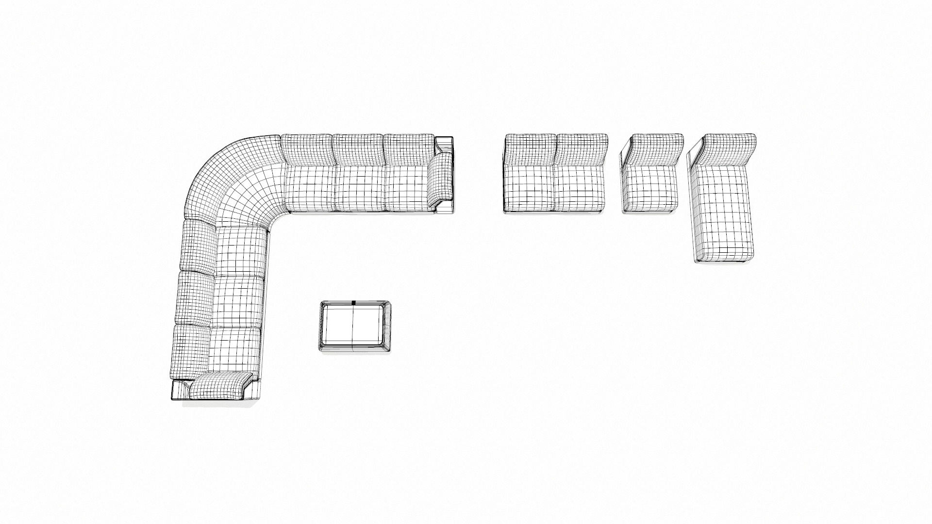Sectional Sofa Set Low-poly 3D model_15