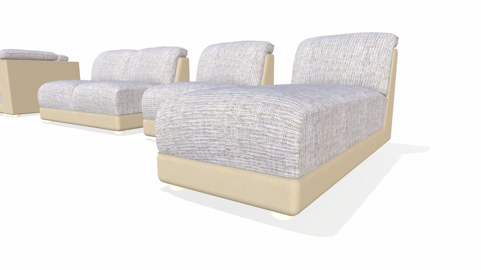 Sectional Sofa Set Low-poly 3D model_10