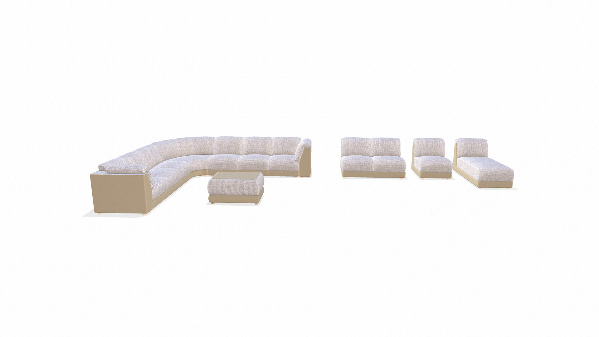 Sectional Sofa Set Low-poly 3D model_2