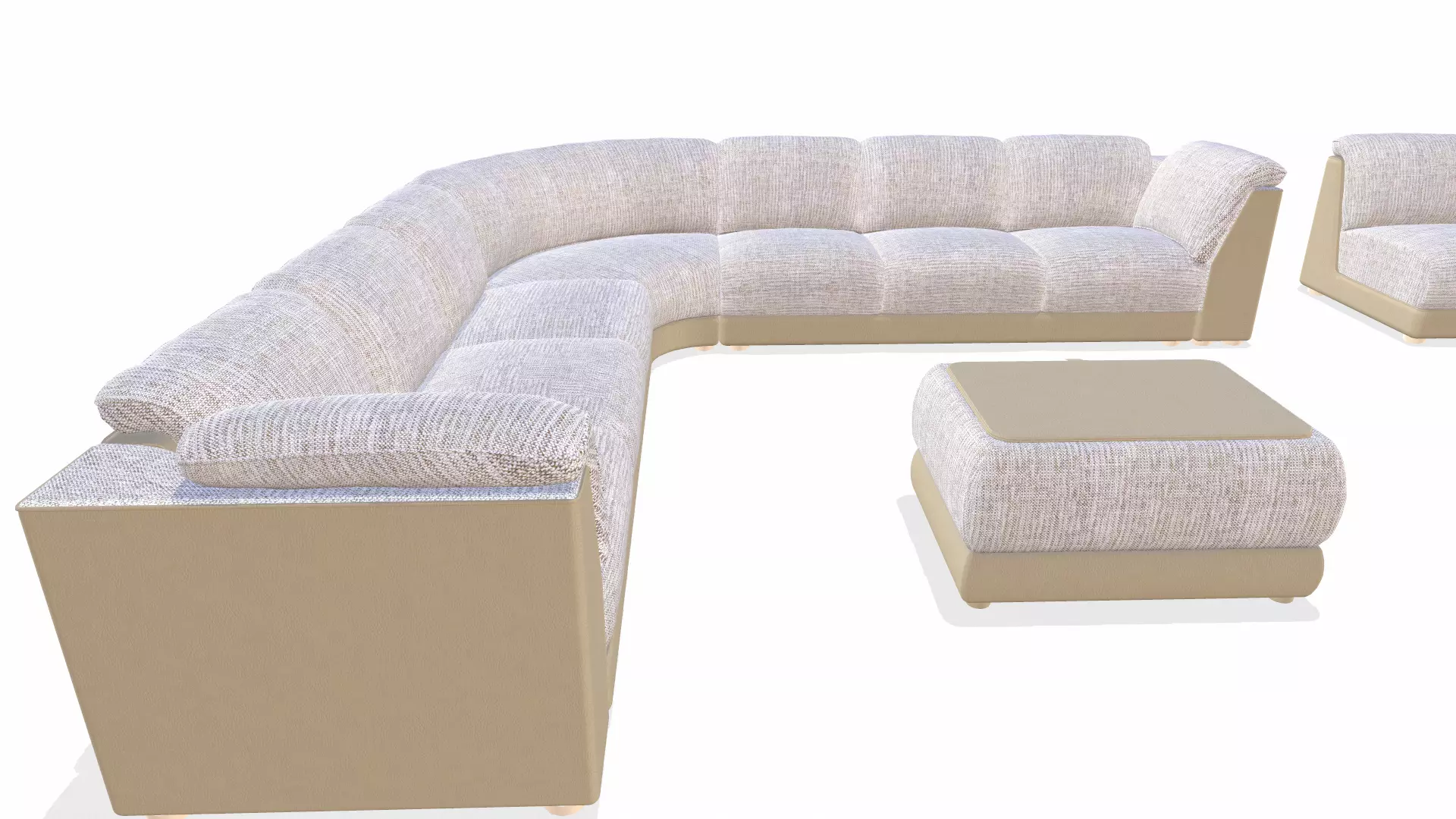 Sectional Sofa Set Low-poly 3D model_0