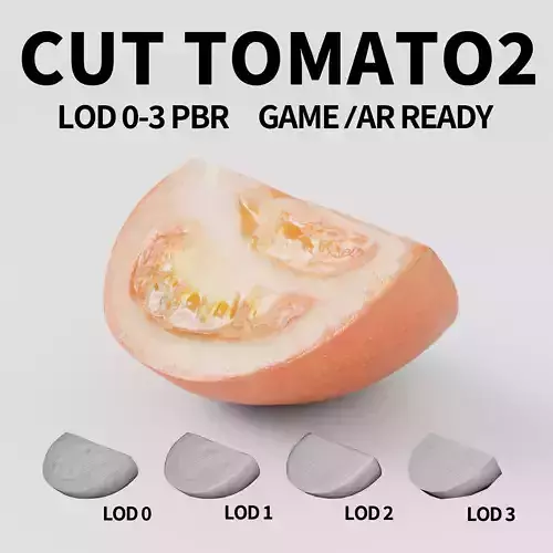 Cut Tomatoes 3D model quarters