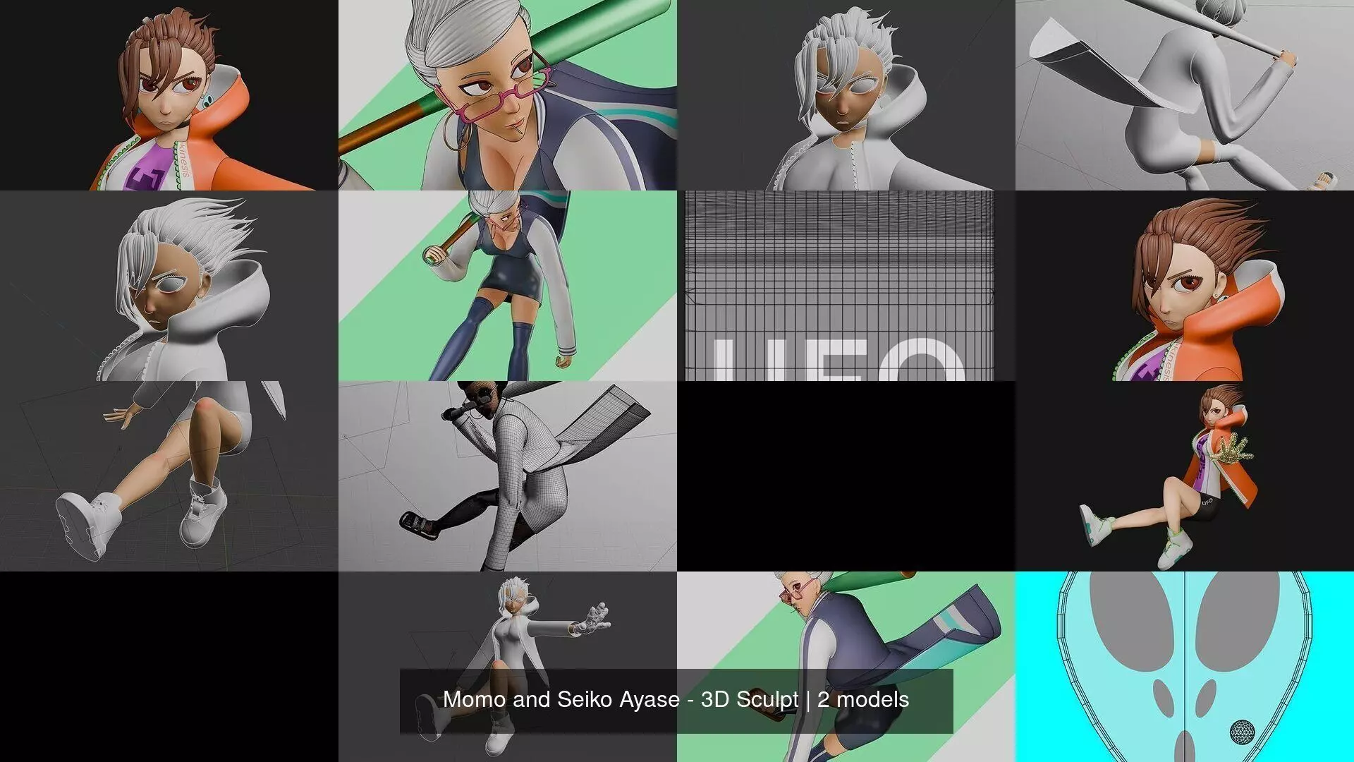 Momo and Seiko Ayase - 3D Sculpt 3D Model Collection_0