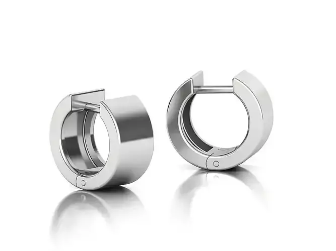 14mm Small Flat Hoop Earrings 7mm wide Earring 3dmodel