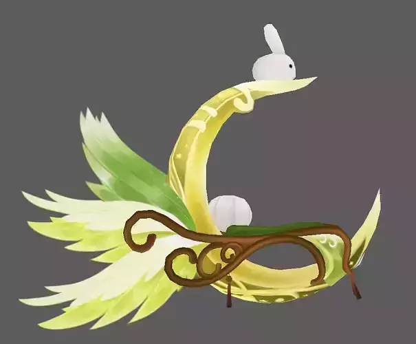 fairy flying chair lowpoly  Low-poly 3D model