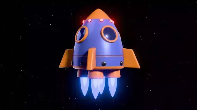 Stylized cartoon space rocket