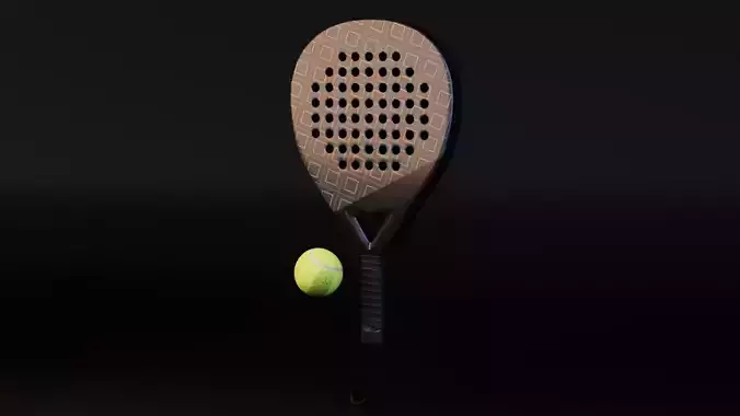 Paddle Racket and Tennis Ball Low-poly 3D model