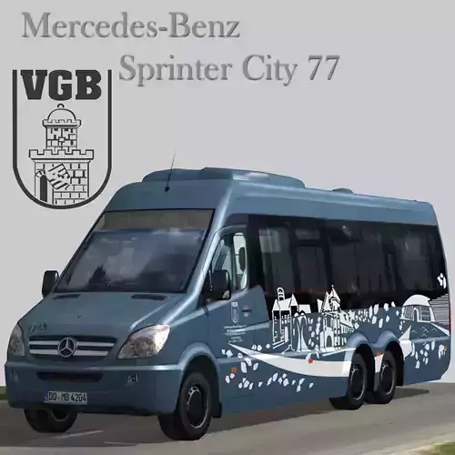Mercedes bus 77 VGB Low-poly 3D model
