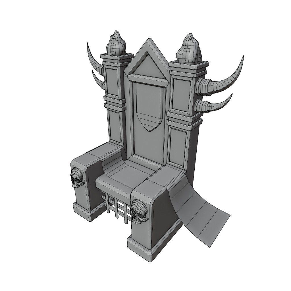 Throne Dark Fantasy Low-poly 3D model_6