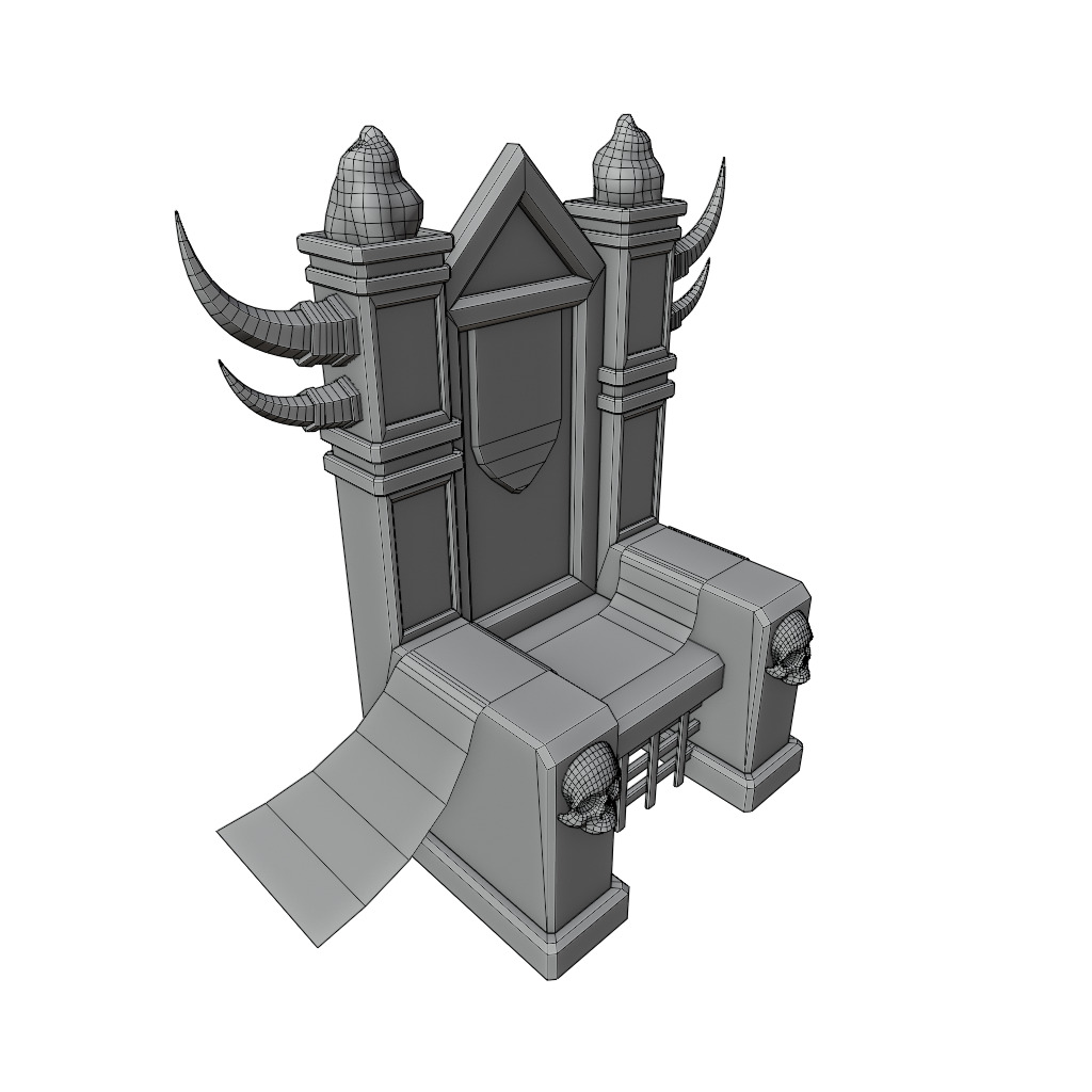 Throne Dark Fantasy Low-poly 3D model_5