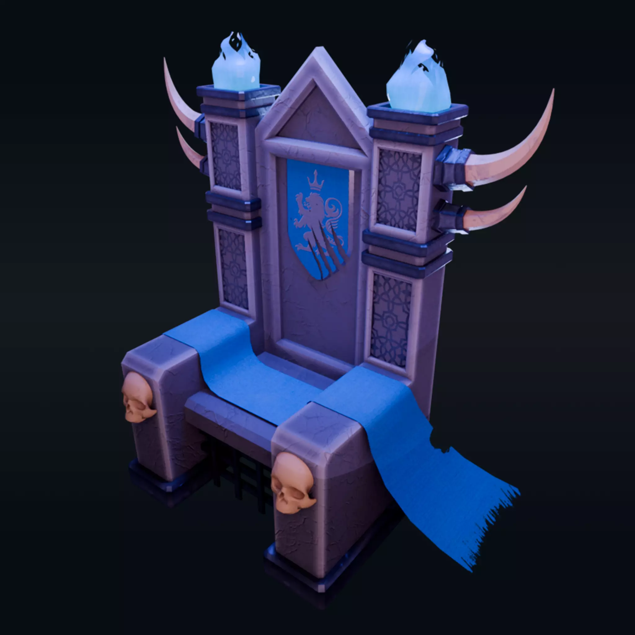 Throne Dark Fantasy Low-poly 3D model_0