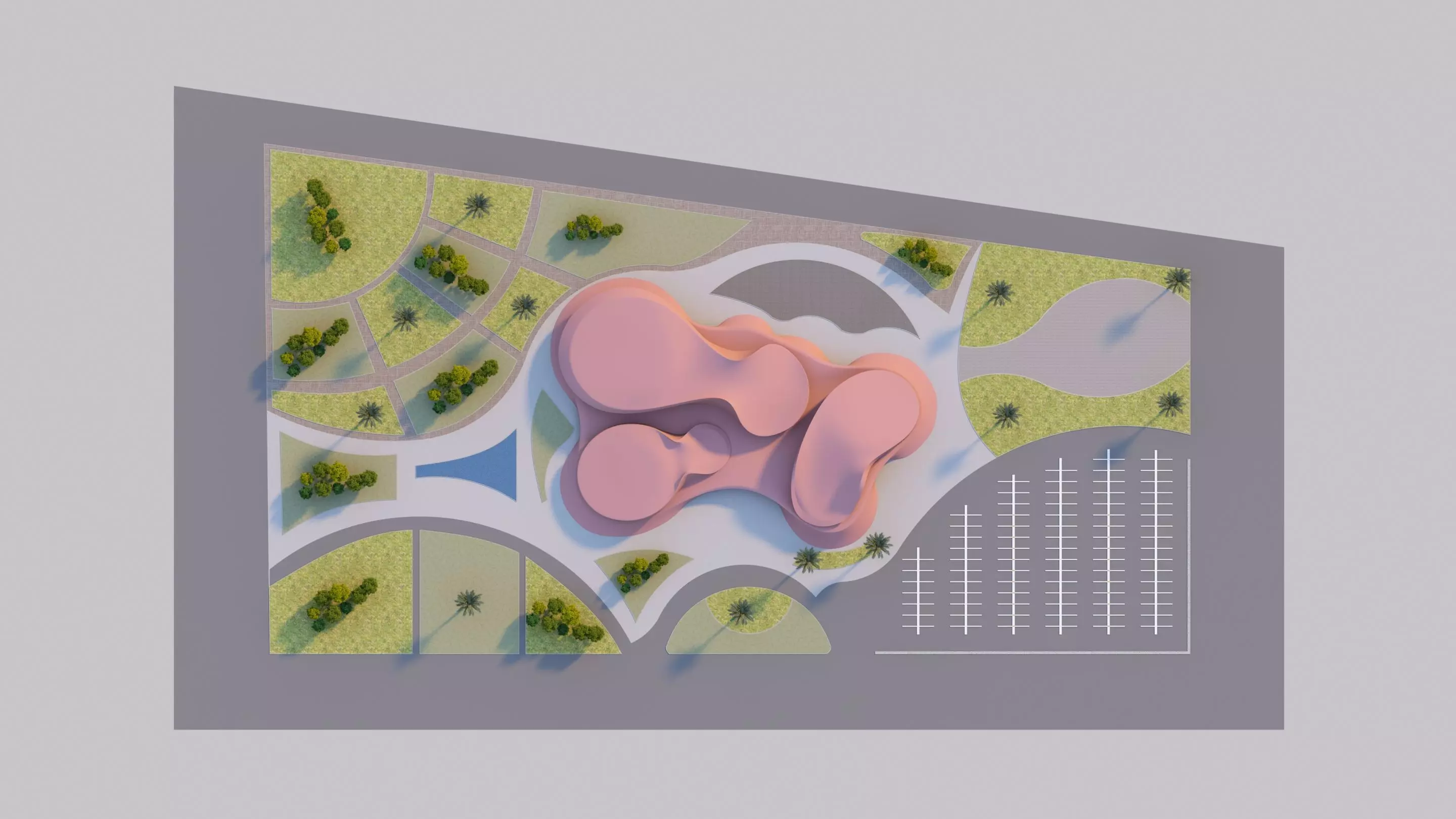 Water Museum  Futuristic building  3D model_0