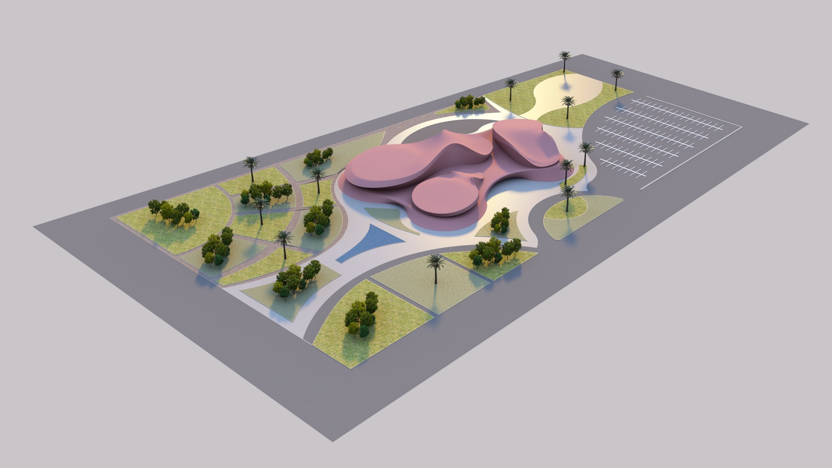 Water Museum  Futuristic building  3D model_14