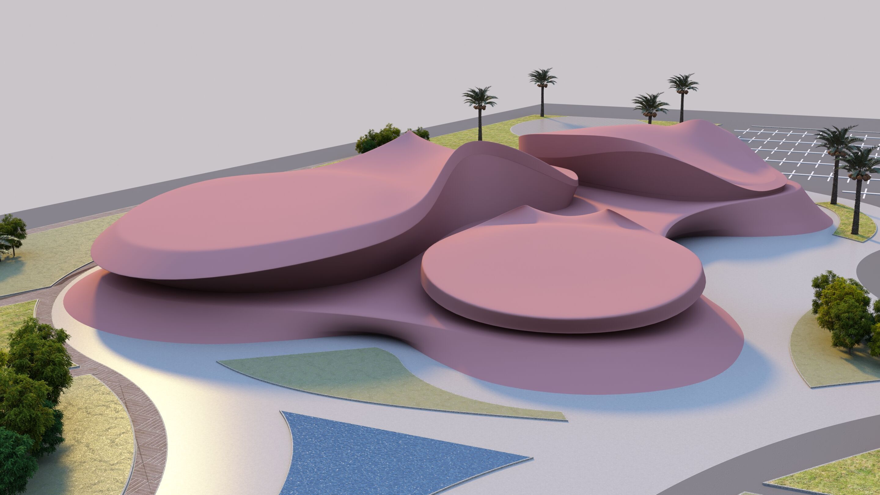 Water Museum  Futuristic building  3D model_2