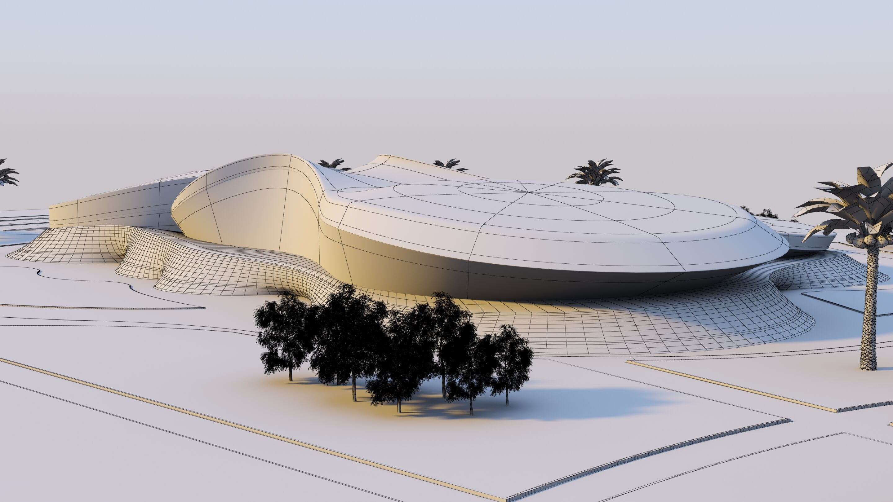 Water Museum  Futuristic building  3D model_11