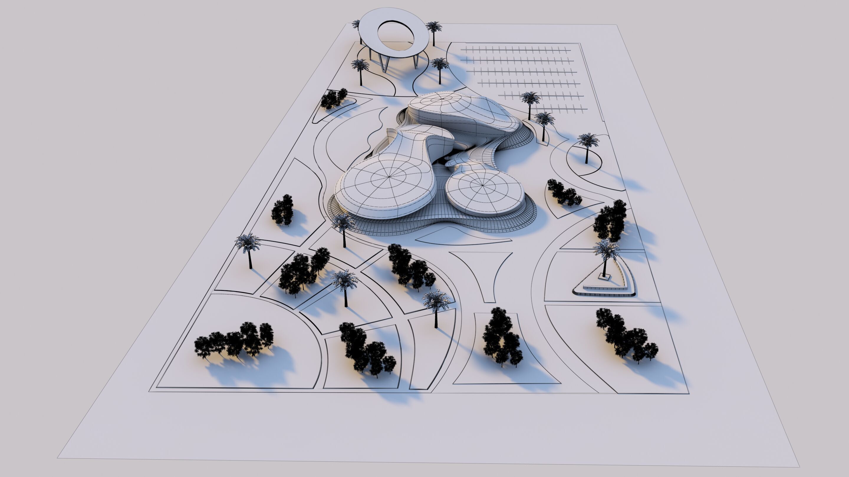 Water Museum  Futuristic building  3D model_12