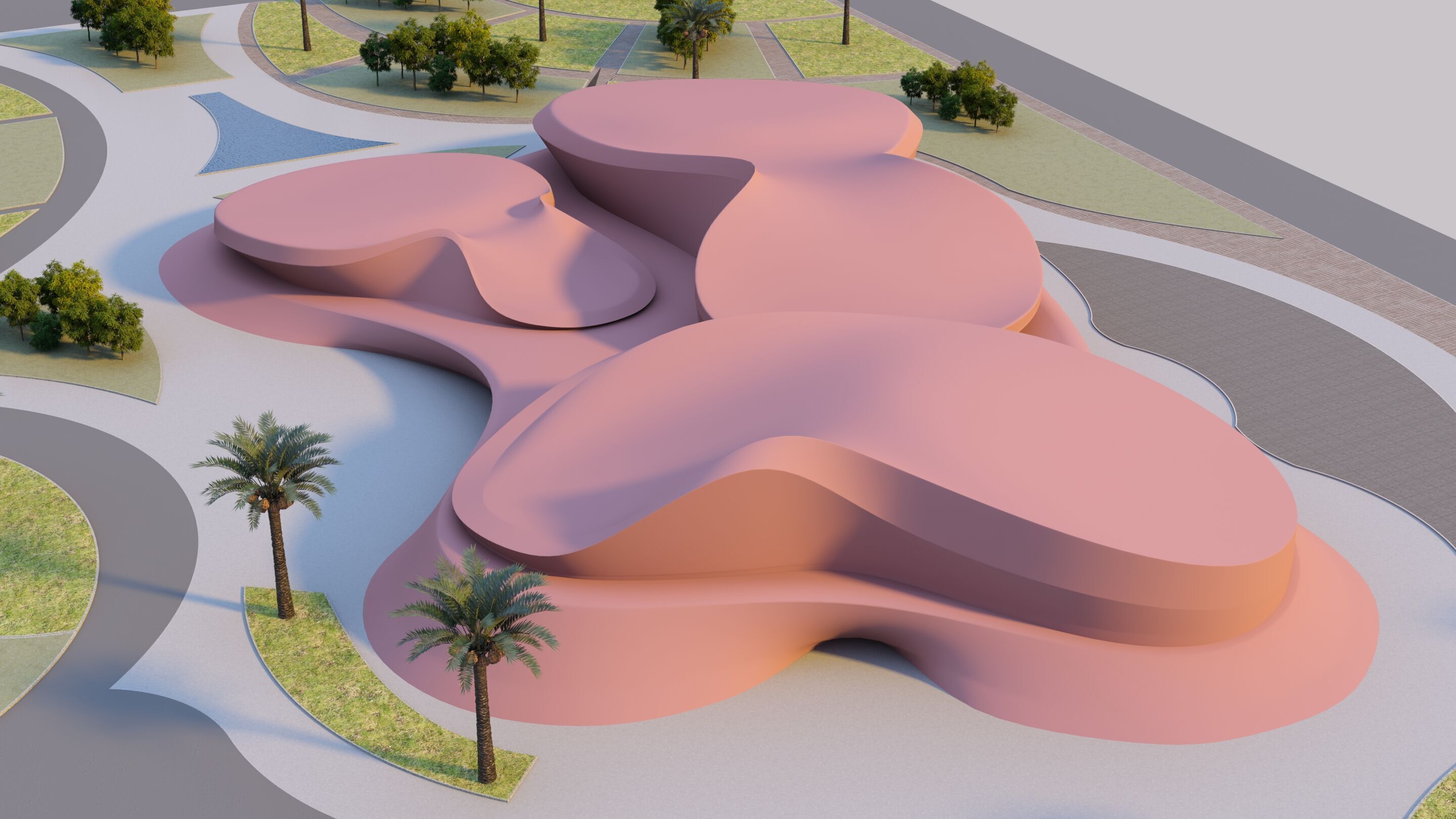 Water Museum  Futuristic building  3D model_1