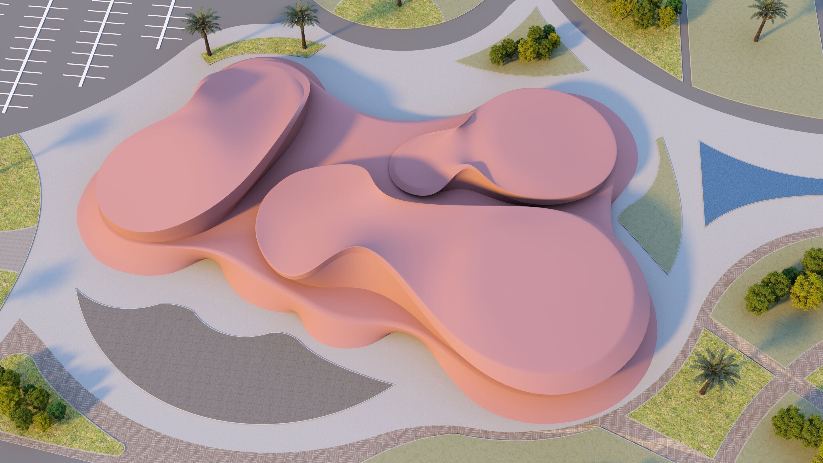 Water Museum  Futuristic building  3D model_3