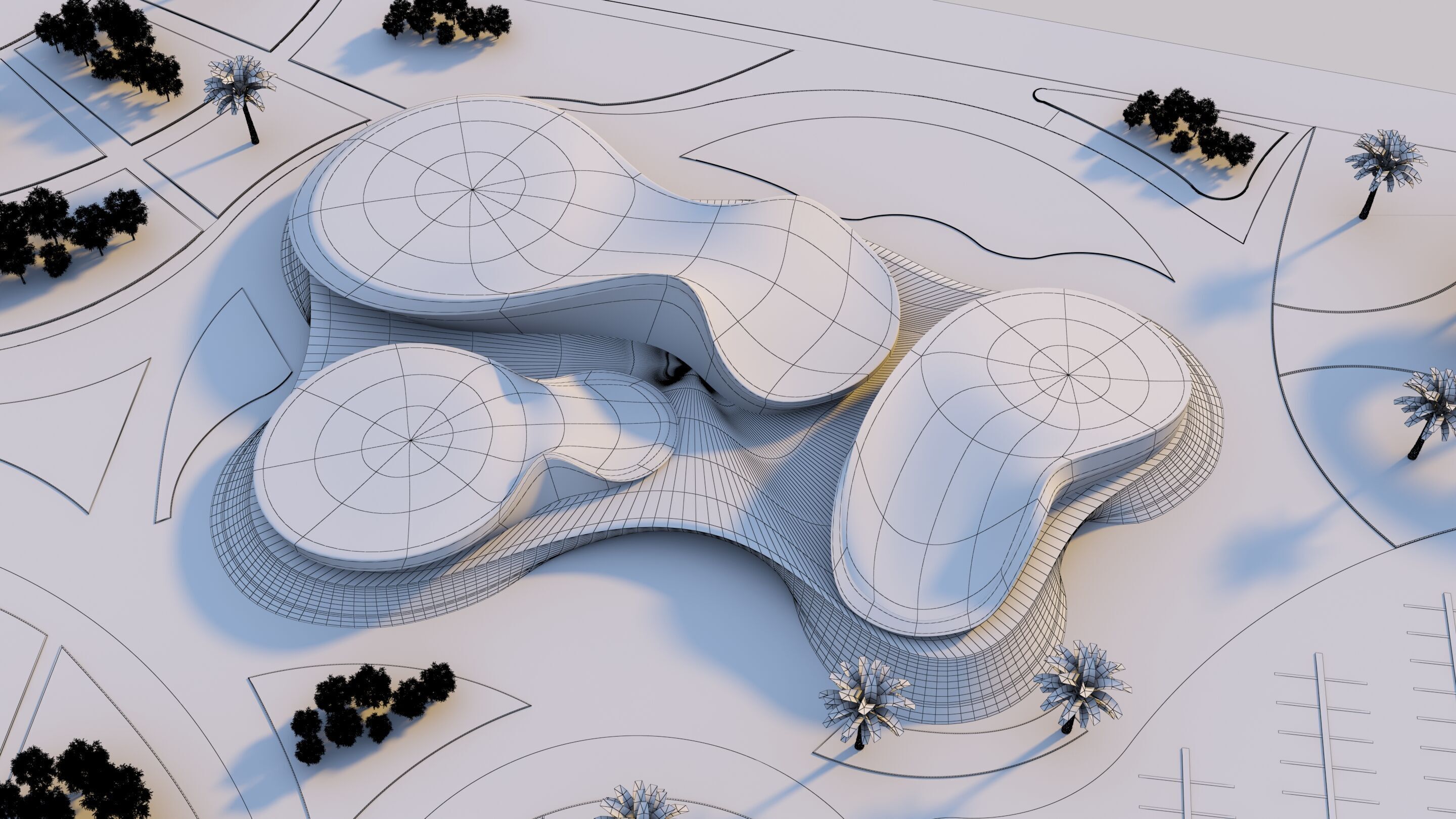 Water Museum  Futuristic building  3D model_8