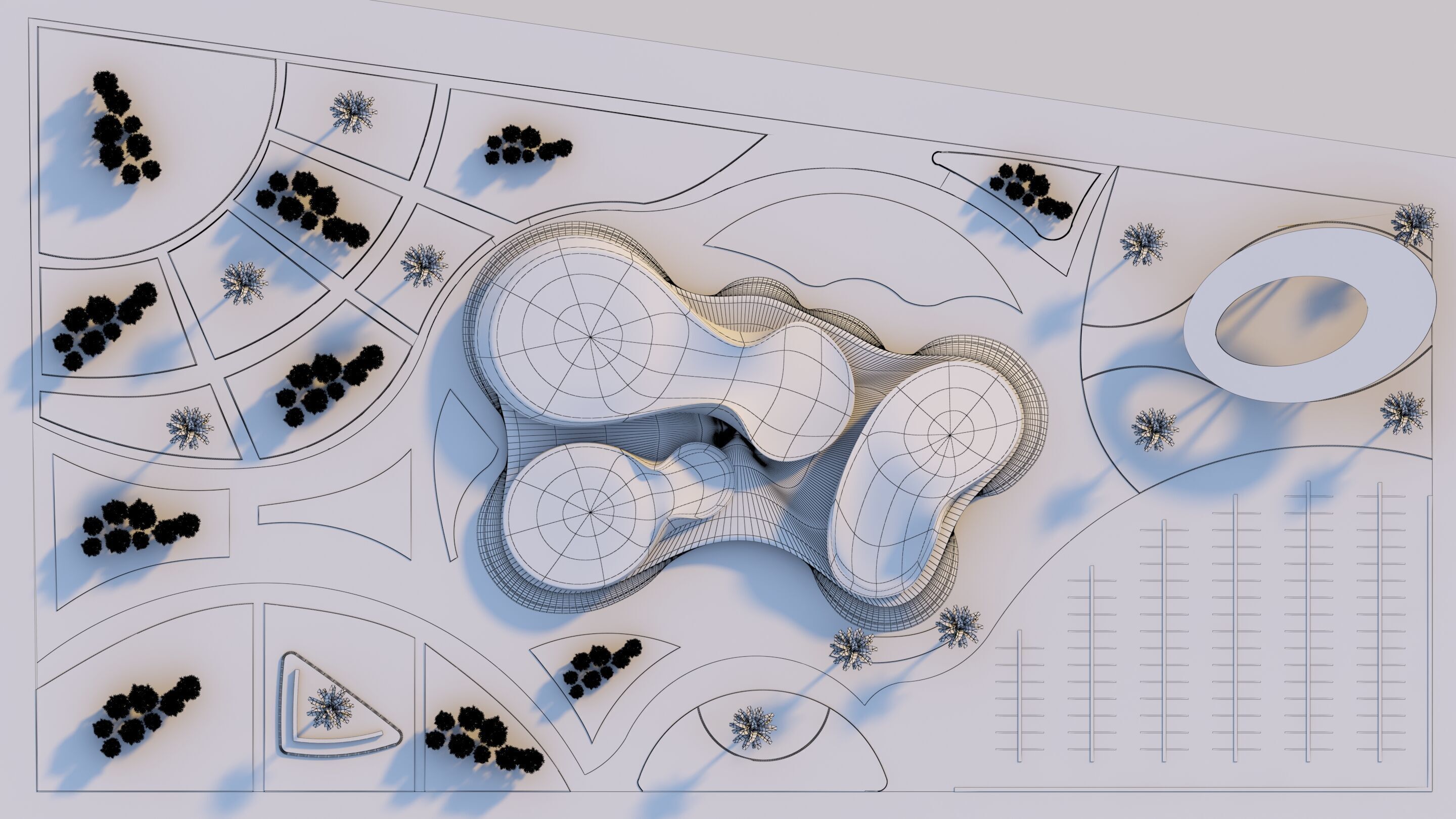 Water Museum  Futuristic building  3D model_9