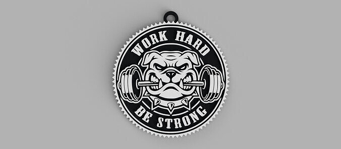 Bulldog Dog Train Hard Be Strong Logo Gym keychain - pendant  3D print model
